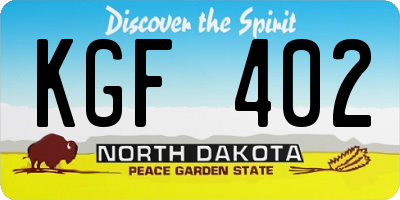 ND license plate KGF402