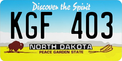 ND license plate KGF403