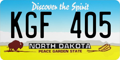 ND license plate KGF405