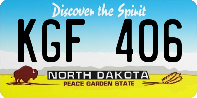 ND license plate KGF406