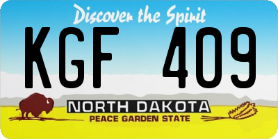 ND license plate KGF409