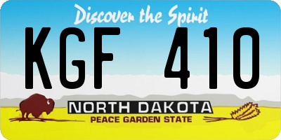 ND license plate KGF410