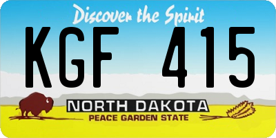 ND license plate KGF415