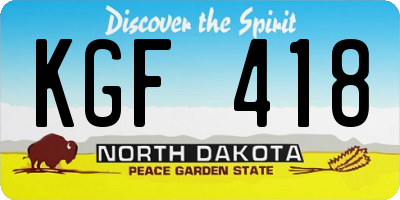 ND license plate KGF418