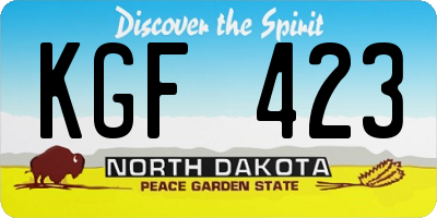 ND license plate KGF423