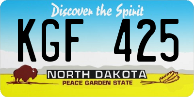 ND license plate KGF425