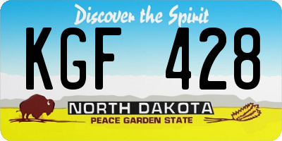 ND license plate KGF428