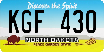 ND license plate KGF430