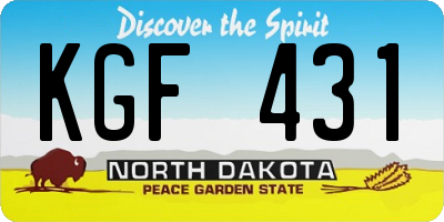 ND license plate KGF431