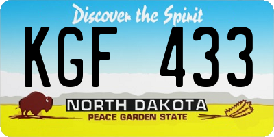 ND license plate KGF433