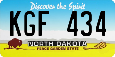 ND license plate KGF434