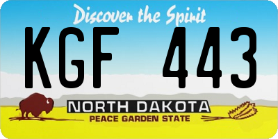 ND license plate KGF443