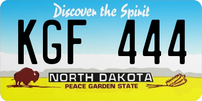 ND license plate KGF444