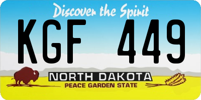 ND license plate KGF449