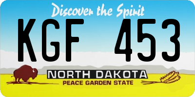 ND license plate KGF453