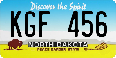 ND license plate KGF456