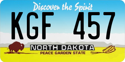 ND license plate KGF457