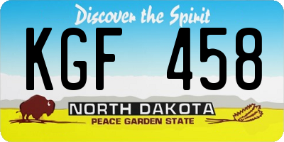 ND license plate KGF458