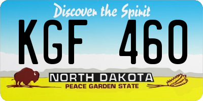 ND license plate KGF460