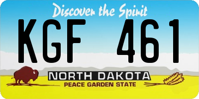 ND license plate KGF461