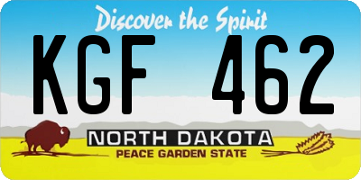 ND license plate KGF462