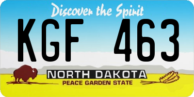 ND license plate KGF463