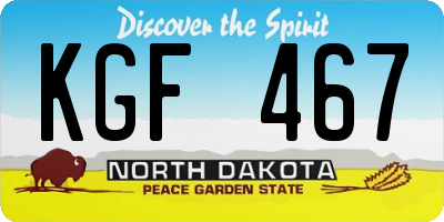 ND license plate KGF467
