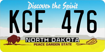 ND license plate KGF476