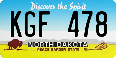 ND license plate KGF478