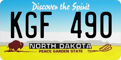 ND license plate KGF490