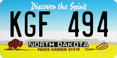 ND license plate KGF494