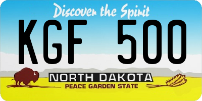ND license plate KGF500
