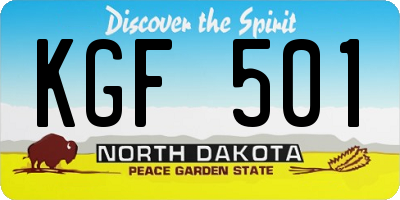 ND license plate KGF501