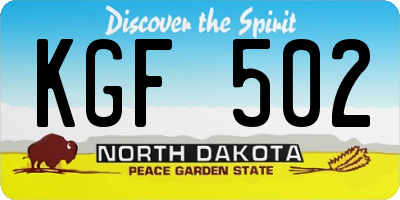 ND license plate KGF502