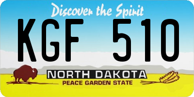 ND license plate KGF510