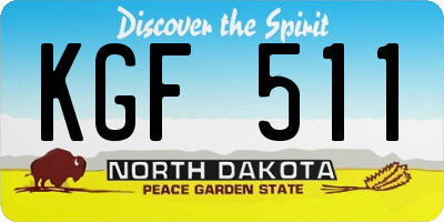 ND license plate KGF511
