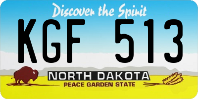 ND license plate KGF513