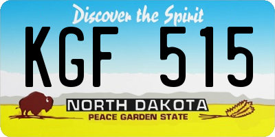 ND license plate KGF515