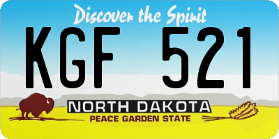 ND license plate KGF521