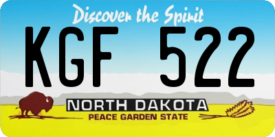 ND license plate KGF522