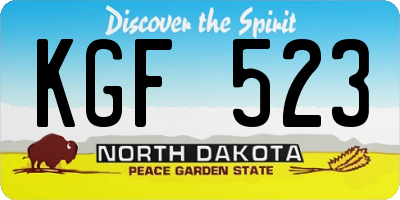 ND license plate KGF523