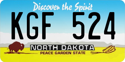 ND license plate KGF524