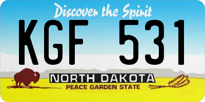 ND license plate KGF531