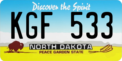 ND license plate KGF533