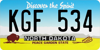 ND license plate KGF534