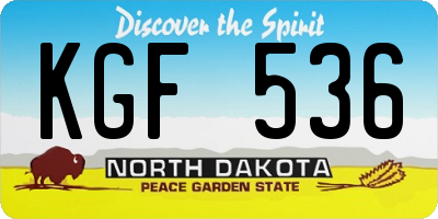 ND license plate KGF536