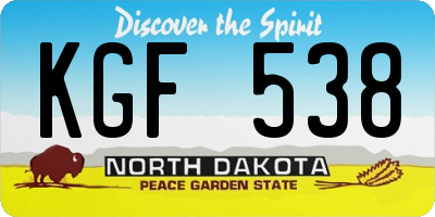 ND license plate KGF538