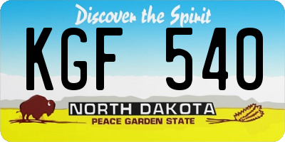 ND license plate KGF540