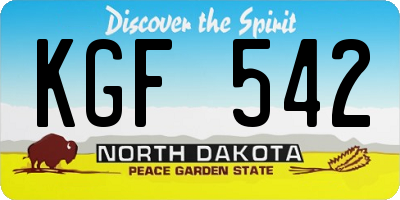 ND license plate KGF542