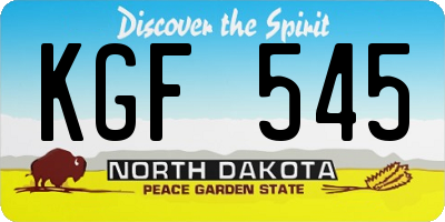 ND license plate KGF545